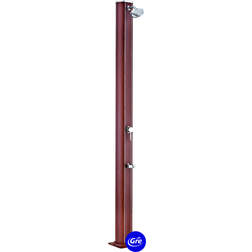 Gre Douche Solaire 32L Ronde Aspect Bois Avec Rince Pieds