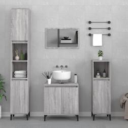 vidaXL 3-Pack Grau Badmöbel-Set Holzwerkstoff