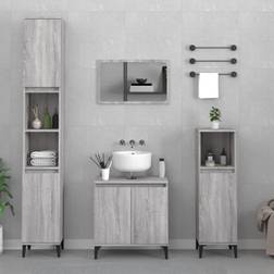 vidaXL Set De Muebles De Baño 3 Pzas Madera Contrachapada Gris Sonoma Gris