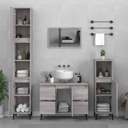 vidaXL Set De Muebles De Baño 3 Pzas Madera Contrachapada Gris Sonoma Gris