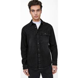 Only & Sons Regular Fit Denim Overshirt - Black/Black Denim