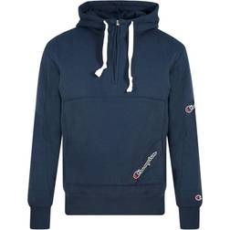 Champion Half Zip Asymmetric Pocket Logo Navy Blue Hoodie