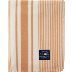 Lexington Striped Recycled Fleece Filt Vit, Beige (170x130cm)