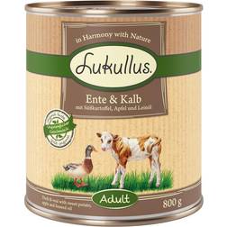 Lukullus Adult Sem Cereais 6 x 800 g - Pato e Vitela