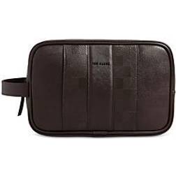 Ted Baker Waydee House Check Zip Washbag Brown Chocolate OS