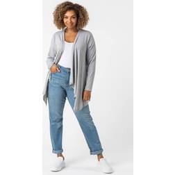 Roman Curve Waterfall Front Jersey Cardigan - Grey