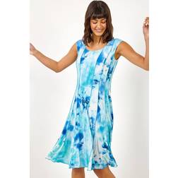 Roman Floral Print Stretch Panel Dress