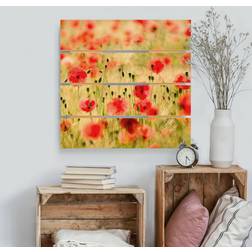 Impression sur bois Coquelicots d'été