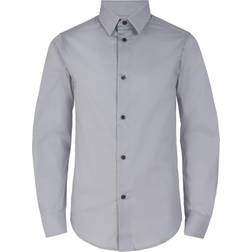 Calvin Klein Boys' Long Sleeve Slim Fit Dress Shirt - Silver Metal