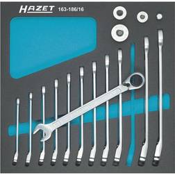 Hazet Knarren-Ring-Maulschlüssel-Satz -Tractionsprofil 16-teilig 163-186/16 Ratchet Wrench