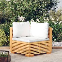 vidaXL Patio Furniture Outdoor Sofa Couch With Cream Cushions Solid Wood Teak Divano Modulare