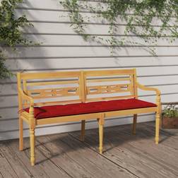 vidaXL Bankje Batavia met Rood Kussen 150 cm Rood