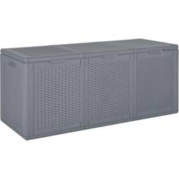 vidaXL Boíte De Rangement De Jardin Gris PP Rotin 270 L