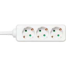 Deltaco Grenuttag, 3 kontakter, 3m White