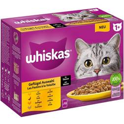 Whiskas 1+ Adult portionspåsar 12 85 Fjäderfäurval sås