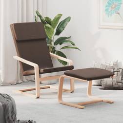 vidaXL Chaise De Relaxation Pied Marron Foncé Tissu Fauteuil