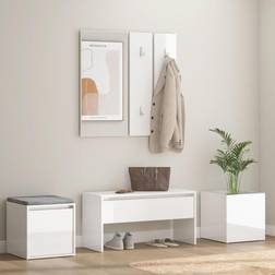 vidaXL Ensemble de Meubles de Couloir Blanc Brillant Bois d'ingénierie Armoire