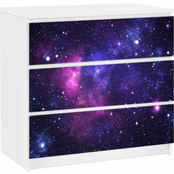 Papier Adhésif Pour Meuble Malm 3x Tiroirs Galaxy Commode