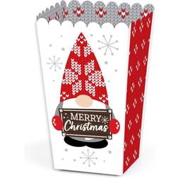 Christmas Gnomes Holiday Party Favor Popcorn Treat Boxes Set of 12 Red Red