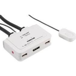 InLine 63612I KVM-omkopplare Med Ljud 2-vägs DisplayPort USB Integrerad Kabel