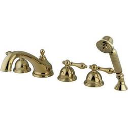Kingston Brass Widespread Deck Roman Tub Filler Brass