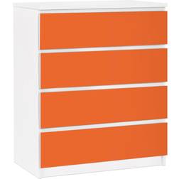 Papier Adhésif Pour Meuble Malm 4x Tiroirs Couleur Orange Commode