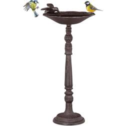 Relaxdays Fontana Per Uccelli A Colonna Decorazione Da Giardino H40 cm Marrone