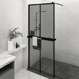 vidaXL Parete Doccia Walk In Mensola Nera 90x195 cm Vetro Esg Alluminio 900x1950mm