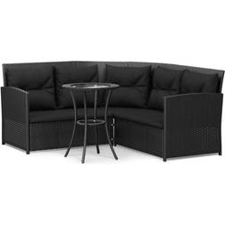vidaXL 2-tlg Sofagarnitur in L-Form mit Kissen Schwarz Lounge-Set