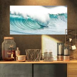 Design Art Massive Blue Waves Breaking Beach - Seashore Wall Decor