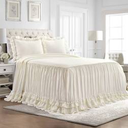 Lush Decor Ella Lace Ruffle Sängöverkast Vit (203.2x152.4cm)