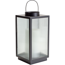 Melrose 13.75" Ribbed Glass & Metal Lantern