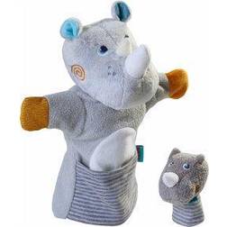 Haba Rhino Hand Puppet with Baby Calf