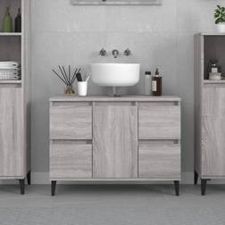 vidaXL Armario De Lavabo Madera Contrachapada Gris 80 x 33 x 60 cm