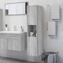 vidaXL Armario De Baño Madera Contrachapada Gris 30 x 30 x 130 cm