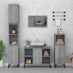 vidaXL Armario De Lavabo Madera Contrachapada Gris Sonoma 80 x 33 x 60 cm