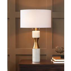 Global Views Cinch Linen/Metal/Marble Table Lamp