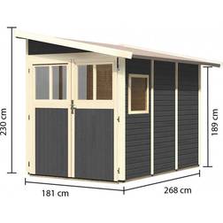 Karibu Volstrup Model 3 Redskabsskur Terra Grå 4.9 m2 (Areal )