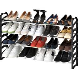 Seville Classics 4-Tier Expandable 24-Pair Resin Freestanding Closet Shoe Rack