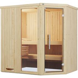 Weka Element-Ecksauna Varberg 1 mit Glastür und Fenster