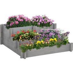 OutSunny 3-Tier Raised Garden Bed, Draining Flower Box