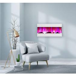 Cambridge 42 in. Wall Mounted Electric Fireplace with Logs and LED Color Changing Display in White