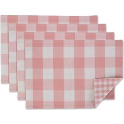 DII Pink White Reversible Gingham Buffalo Check Set Place Mat White, Pink, Multicolour (48.26x)