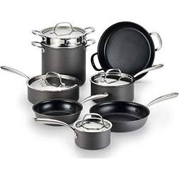 Lagostina H904SC64 Nera Hard Anodized Cookware Set with lid