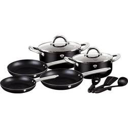 Blaumann Haus Kitchen 10 Piece, Turbo Induction Base Ergonomic Steel Handles, Oven Safe Cookware Set with lid