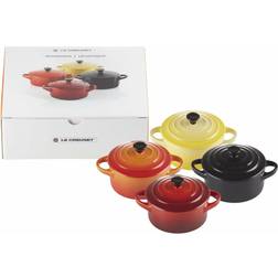 Le Creuset Mini Cocotte Feuer Flamme Set mit Klappe