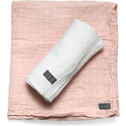 Vinter & Bloom Soft Grid & Muslin Blanket Bright White/Dusty Rose