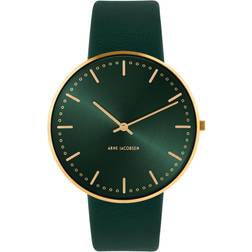 Arne Jacobsen 53208-2088G City Hall Green Leather Wristwatch