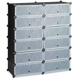 Relaxdays Plastic Cabinet 12 Compartment Shelving Unit 108 x 94 x 37 cm Shoe Rack