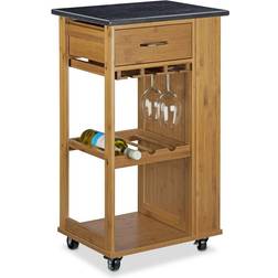 Relaxdays Cocina Mármol-Bambú 1 Ud. 81.5 x 47.5 x 37.5 cm Carrito Mesa